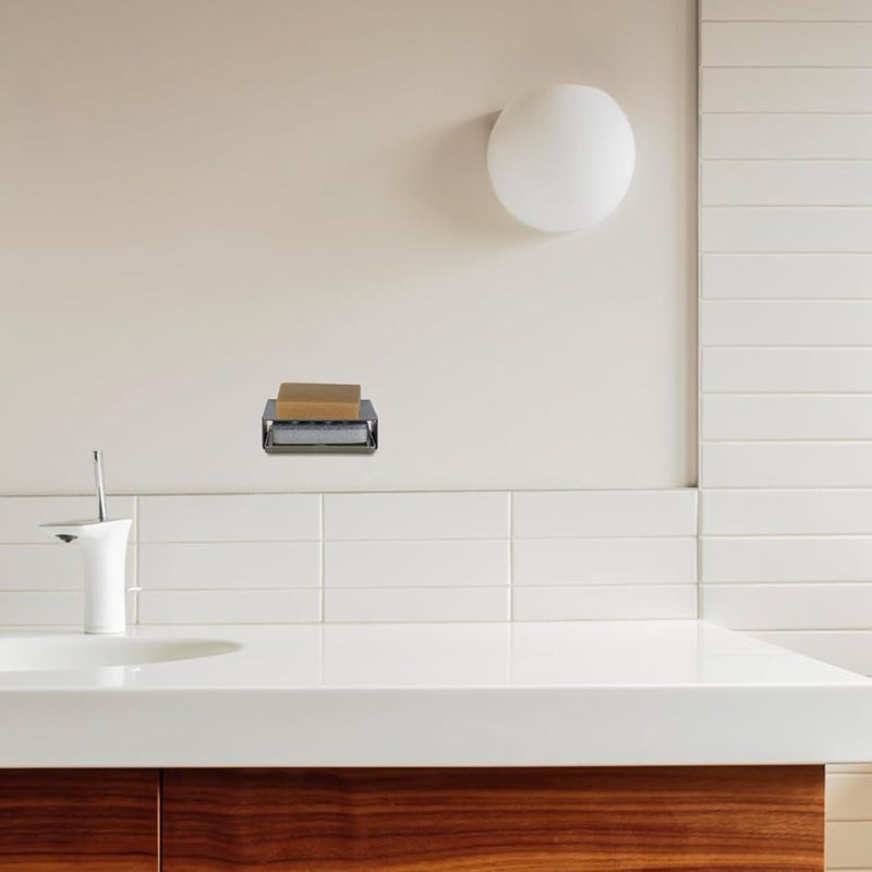 Gray Aluminum Soap Holder Wall Mounted No Drill Bathroom Kitchen Laundry Storage Rack - Image 4